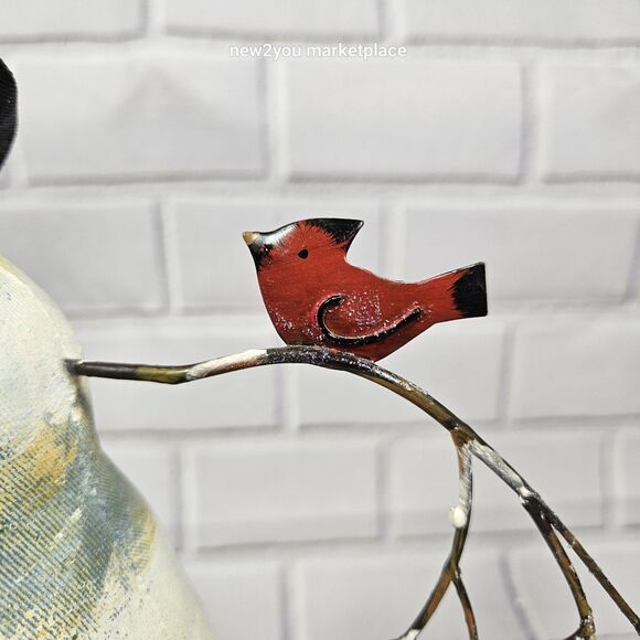 VINTAGE Snowman Christmas Paper Mache W/ Birdhouse & Bird Folk Art Primitive - Picture 3 of 10